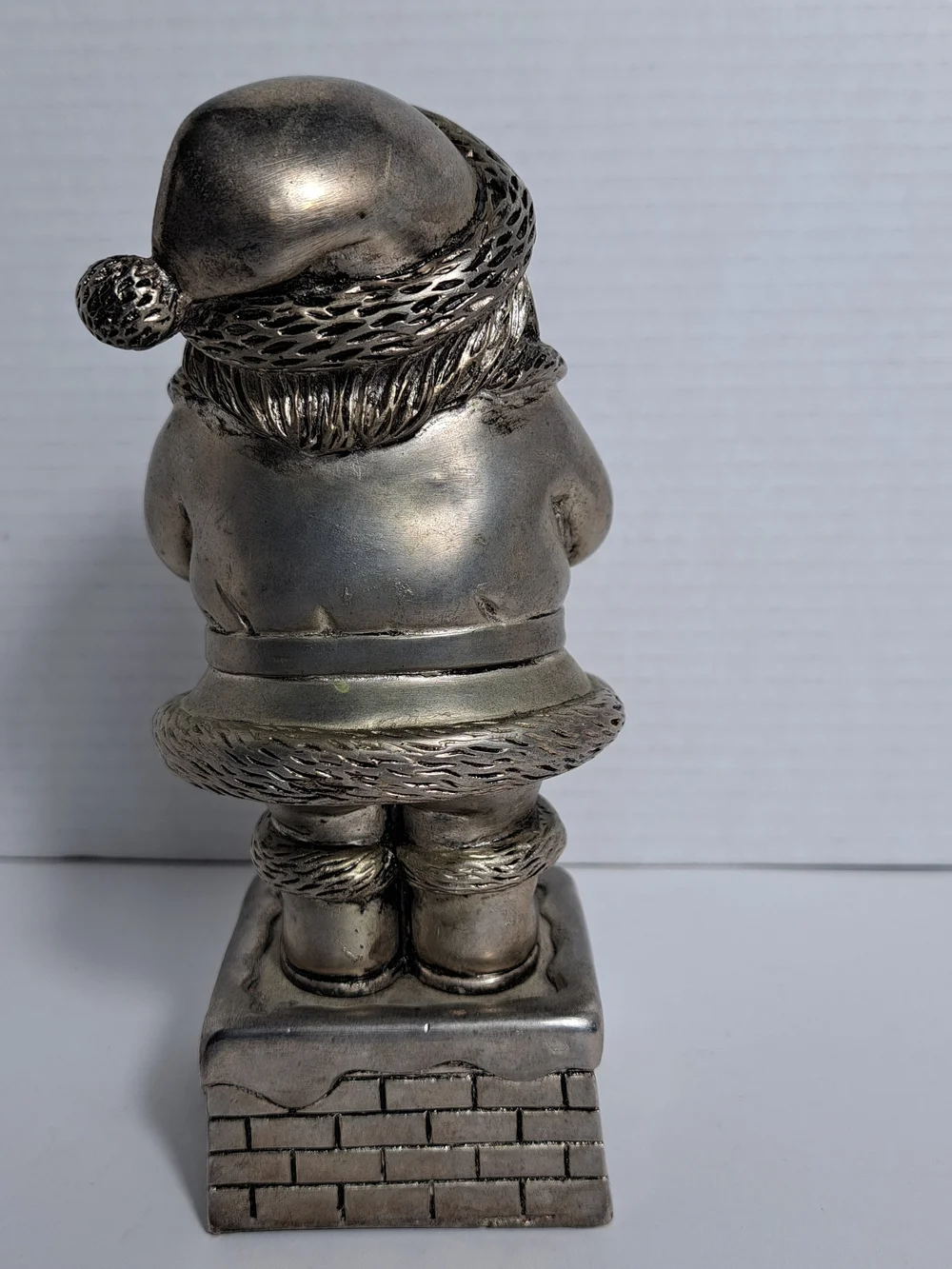 VTG Silver Colored Santa Music Box Figure Plays 